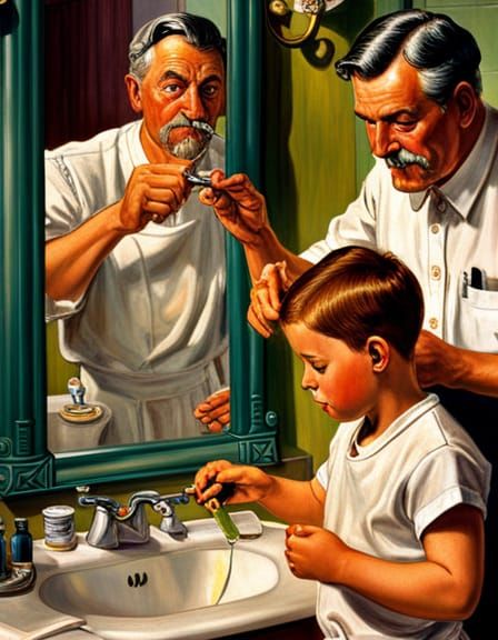 Learning to shave with dad.  by @Chipverifpro Mark Pontius