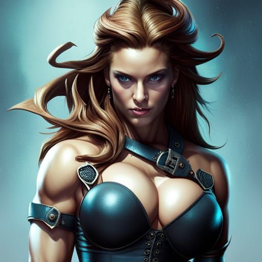 beautiful voluptuous muscular woman captured, a masterpiece,...