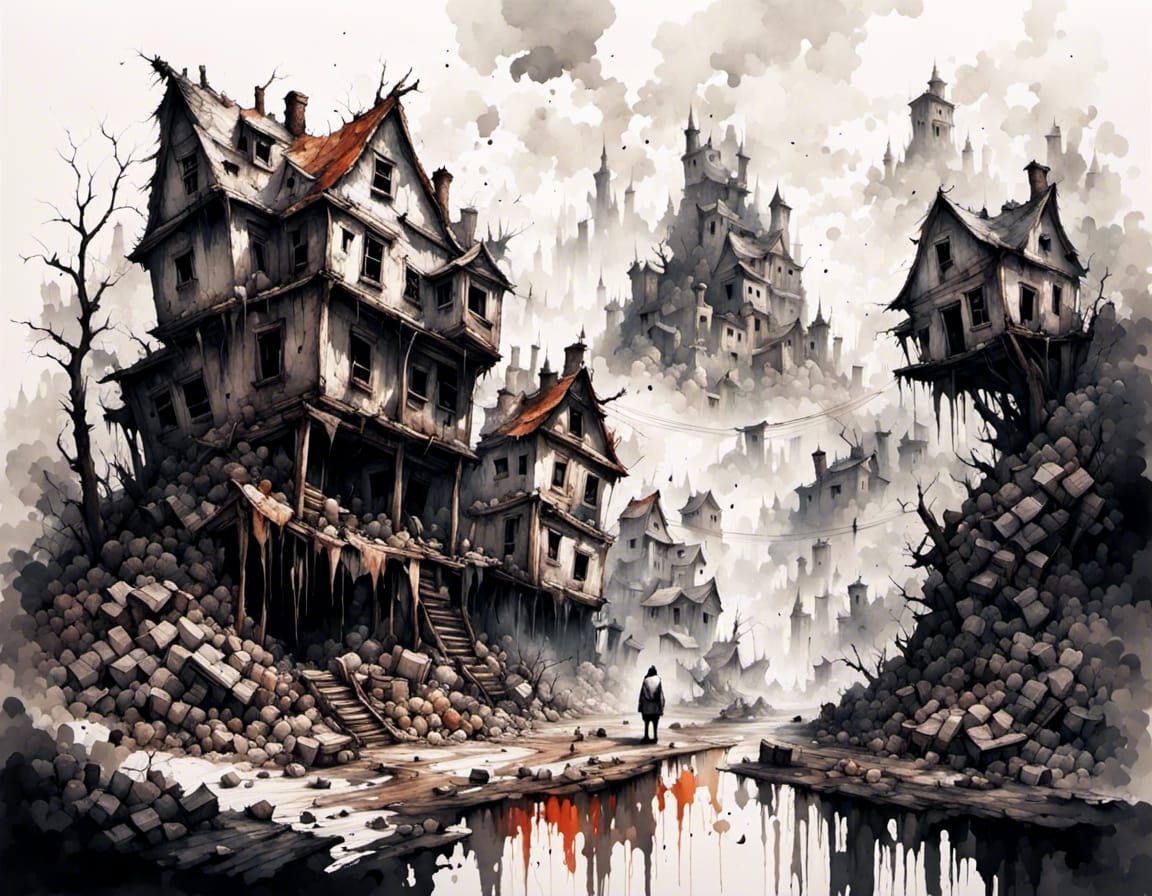 An abandoned town, <lora:Conception:1.0>