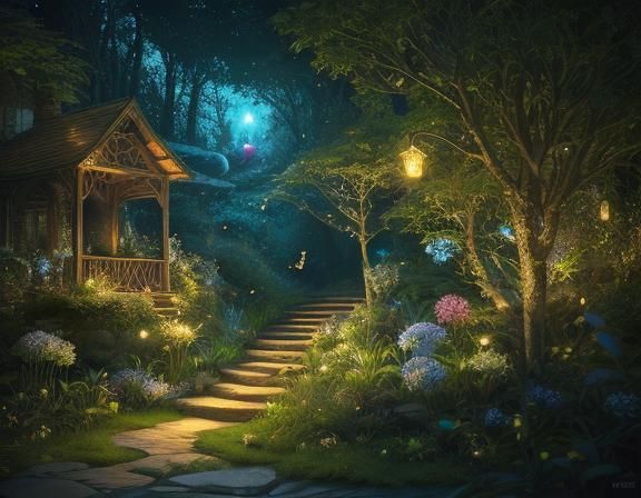 Fairytale Fairies Frolic with Fireflies: 3D Art