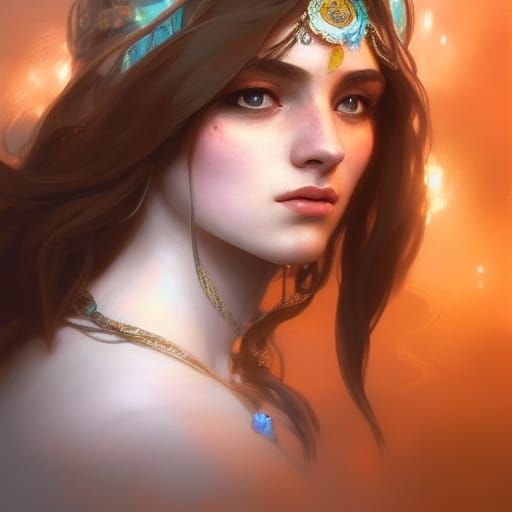 gypsy girl head and shoulders portrait, 8k resolution concep...