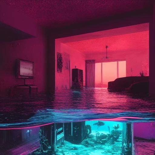 <lora:Sunken Suburb SD15:0.7>
Vaporwave Dreamscape: Submerged  Liminal Suburb 