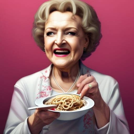 Betty White eating Ramen