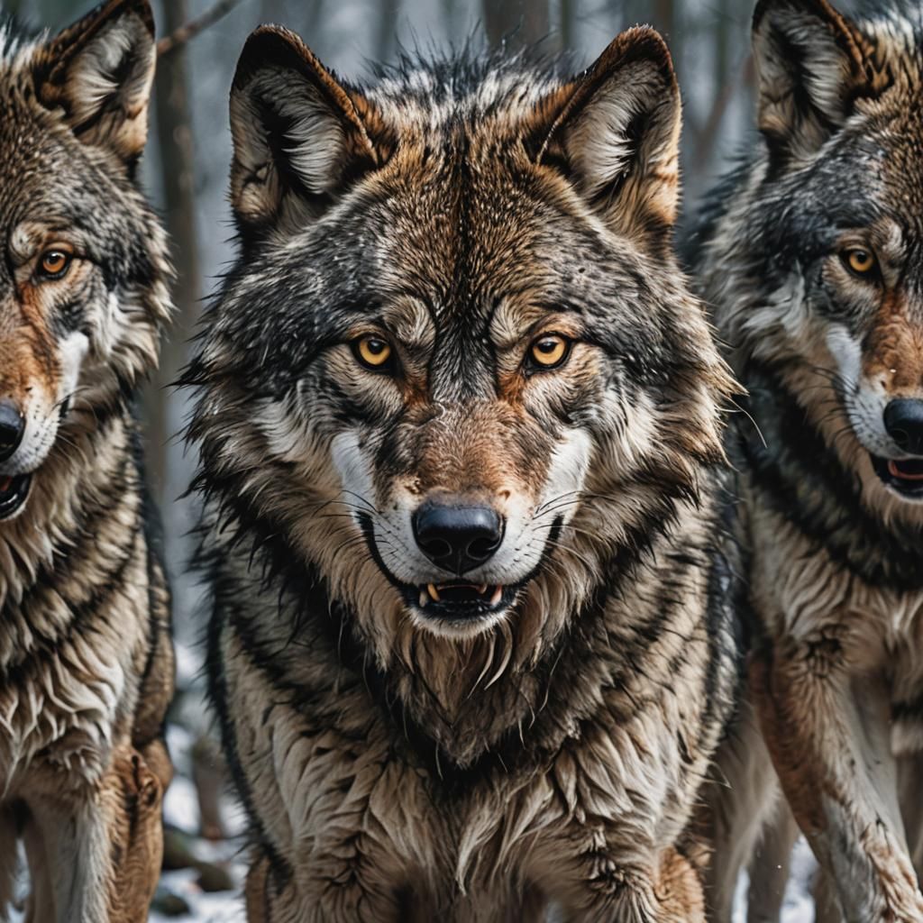 The wolf's face is a chilling portrait of primal instinct an...