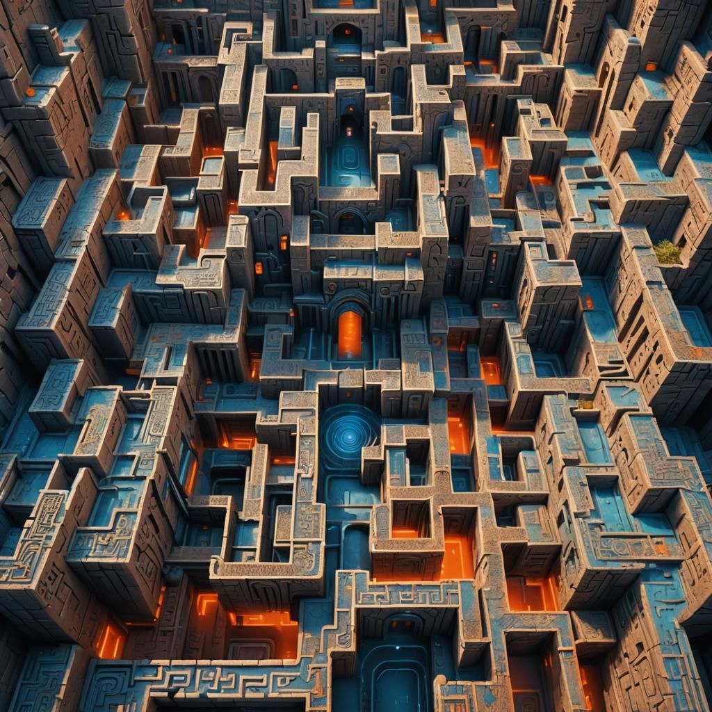 Endless Labyrinth: Detailed Matte Painting in 8K