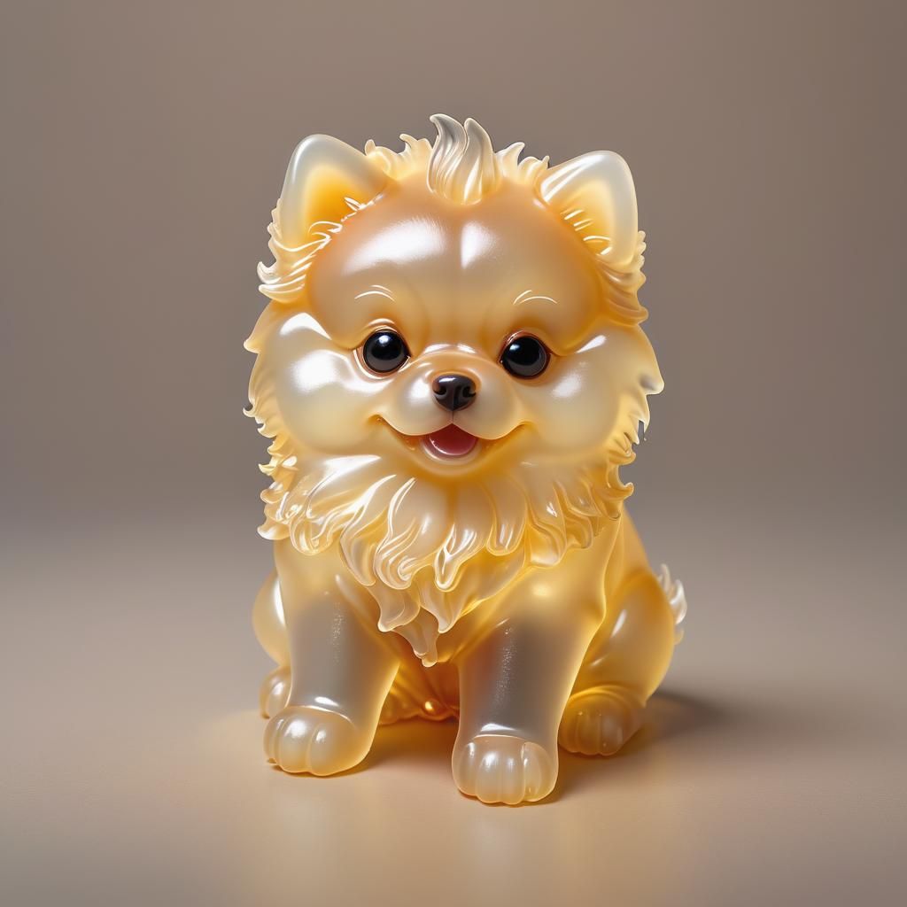 a translucent jelly sculpture of an adorable cute charming s...