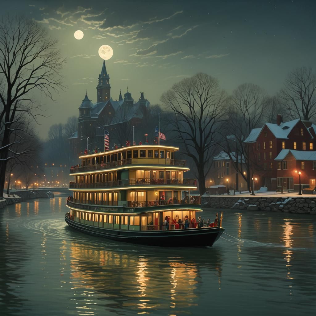 “Proud Mary”, a festive paddle-wheeler riverboat cruising on...