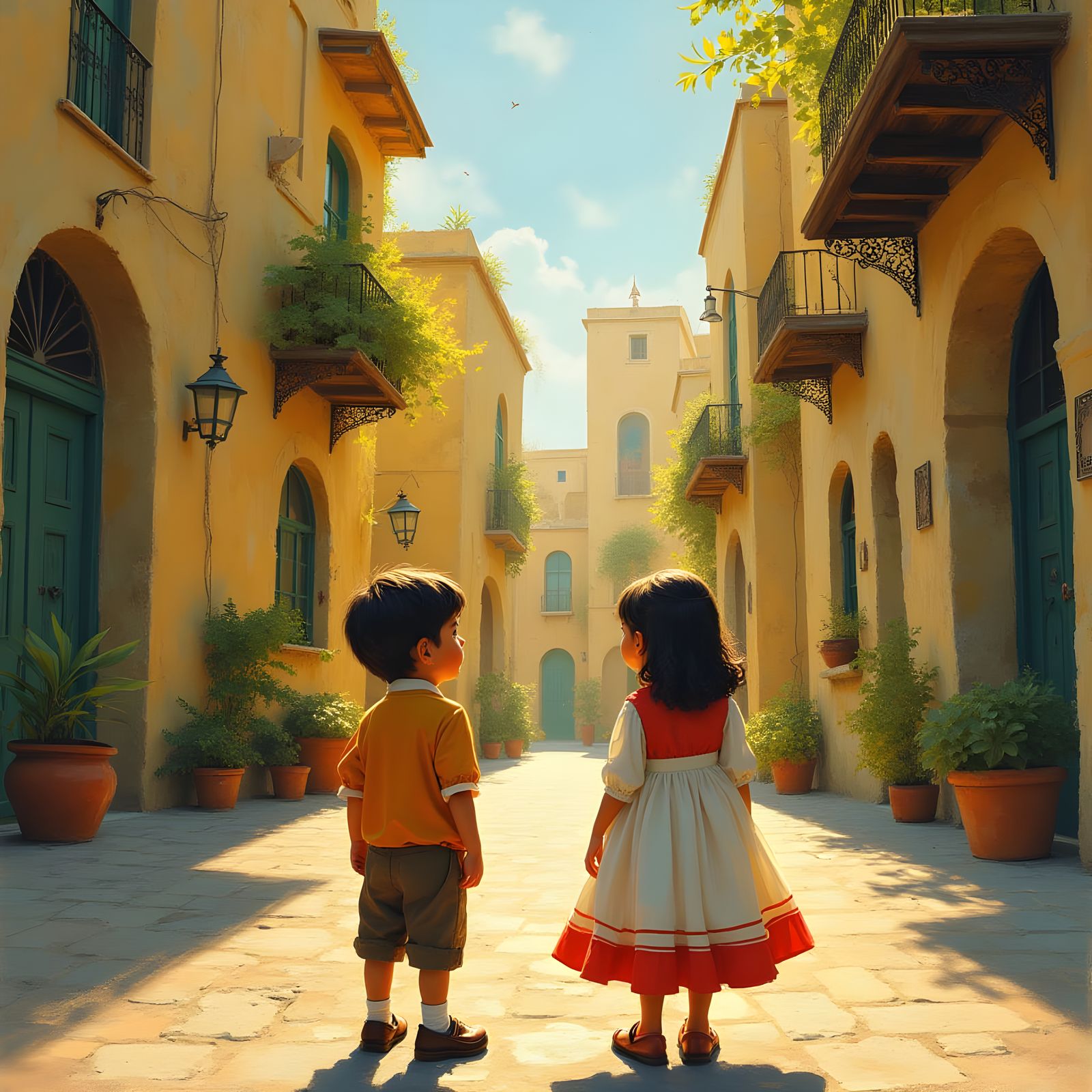Lebanese Children in Byblos, Painterly Style