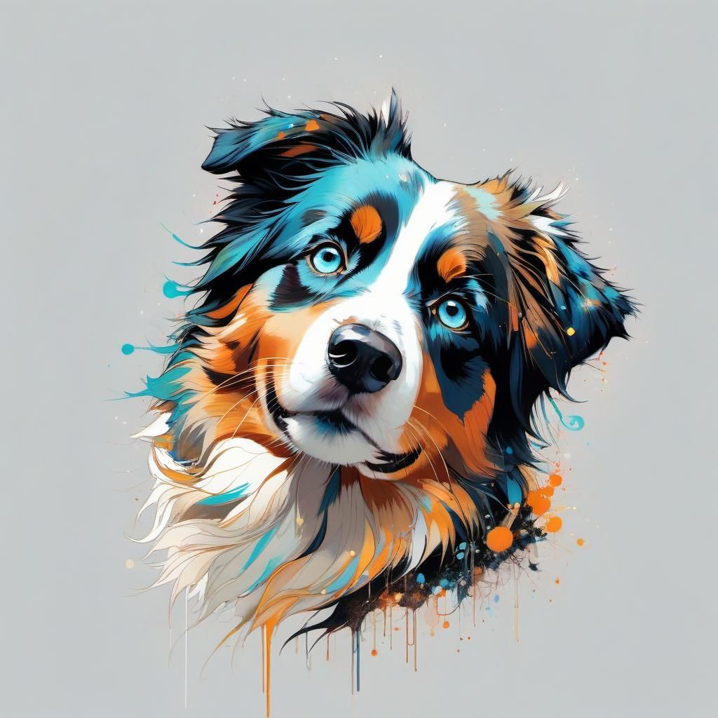 cute adorable intelligent Australian Shepherd dog | centered...