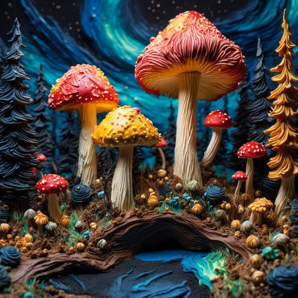 Mushroom forest made using “Buttercream” community model 