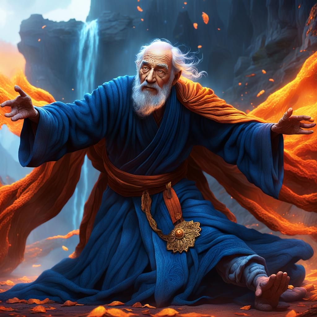 Wise Old Man's Resilience: A Fantasy Artwork