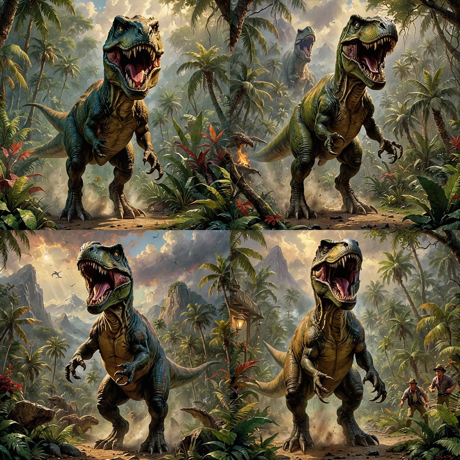 T.Rex from Jurassic Park roaring at the viewer. Thomas Kinka...