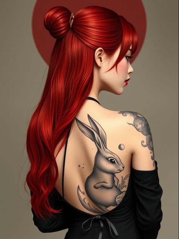 Moon rabbit tattoo.