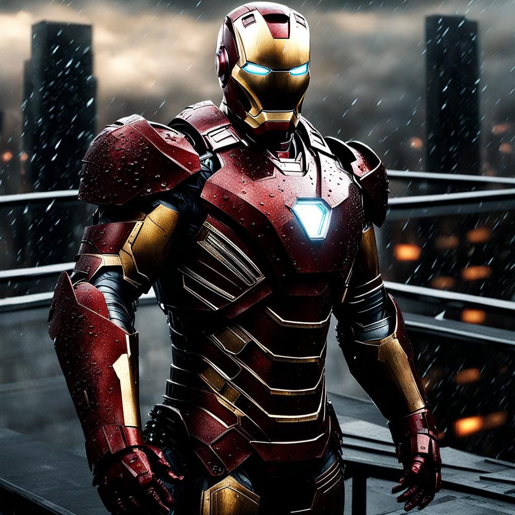 Iron Man in the Rain  by @Grub