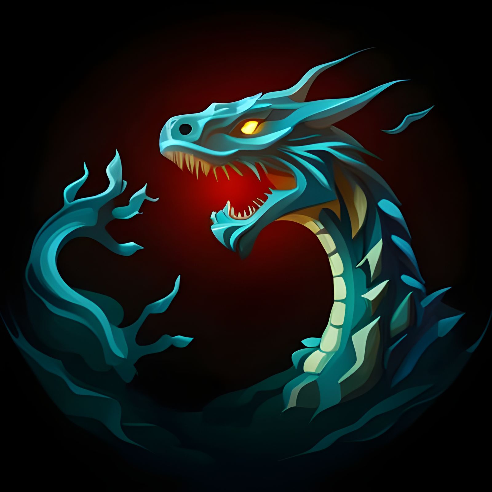 Glowing Glass Dragon Breathing Blue Fire