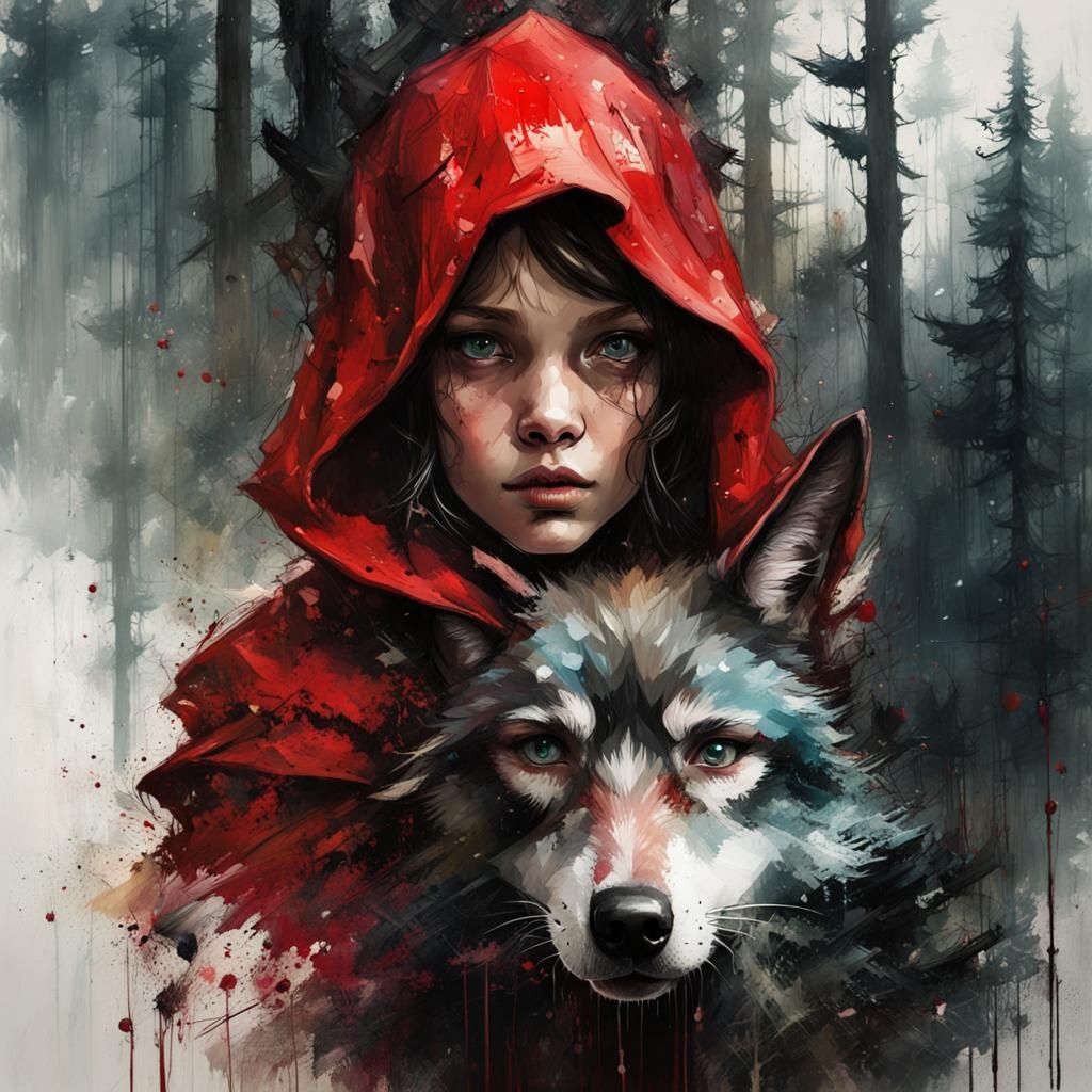 Little Red Riding Hood & Big Bad Wolf - Ai Generated Artwork 