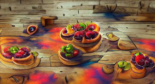 Fruit Tarts on a Rustic Wooden Table trending on Artstation ...