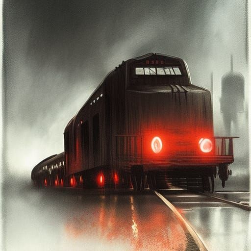 A train in the burning hell With the Red devil - AI Generated Artwork ...