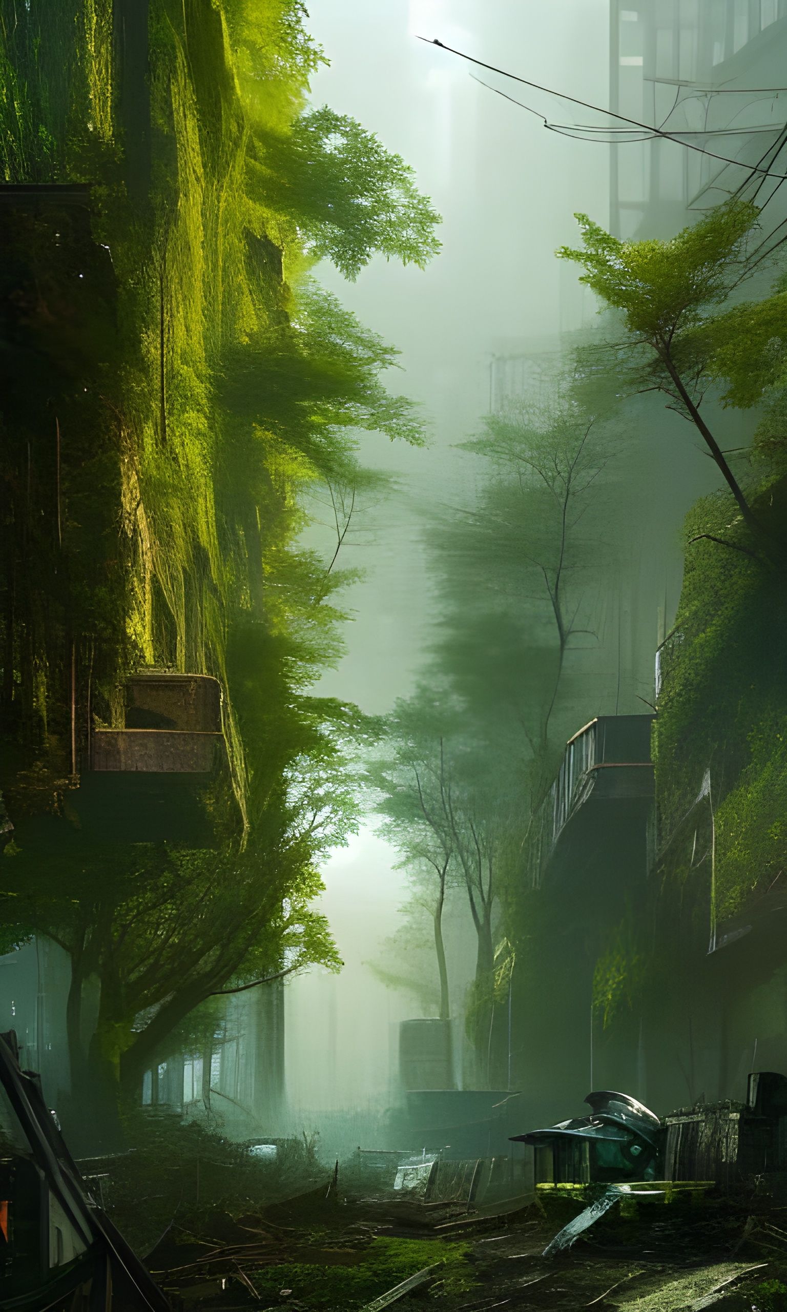 Apocalyptic New York Ruins in Watercolour Style