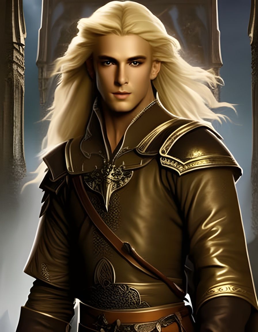 Handsome Young Man, Blond, Long Hair, Elf, Fantasy Detailed Ancient 