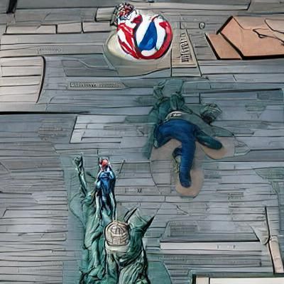 Captain America commits suicide in front of the Statue of Li...