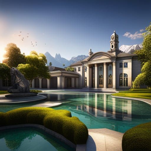 large modern mansion with lots of privacy