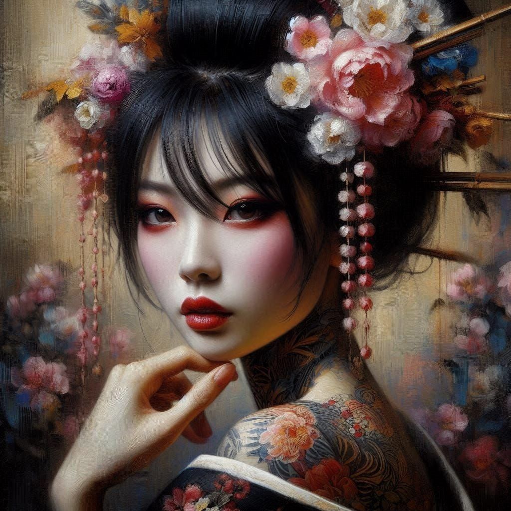 Geisha with tattoo