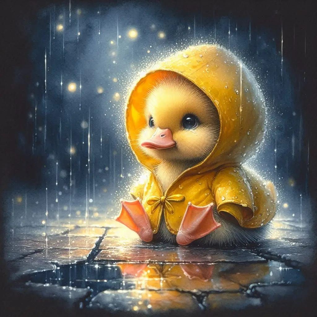 Ducky in the rain