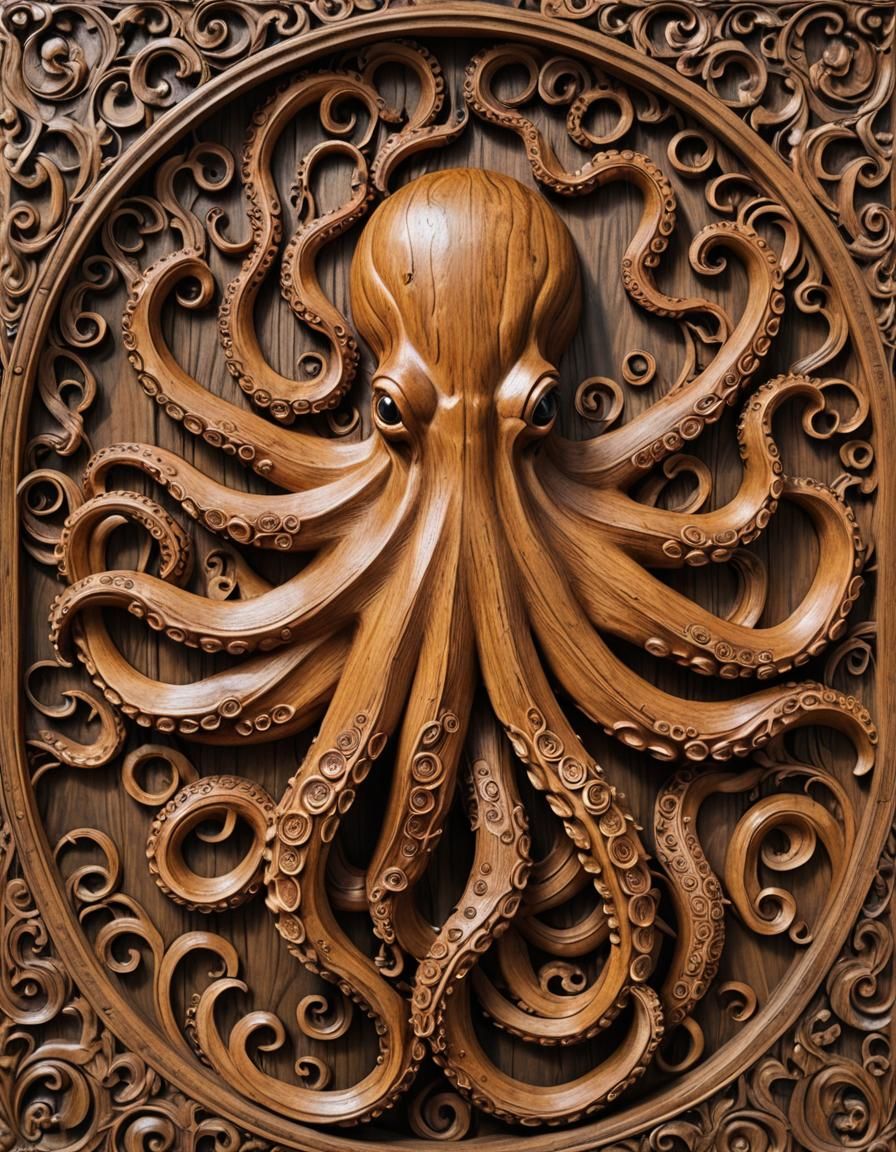 wood carving: octopus - AI Generated Artwork - NightCafe Creator