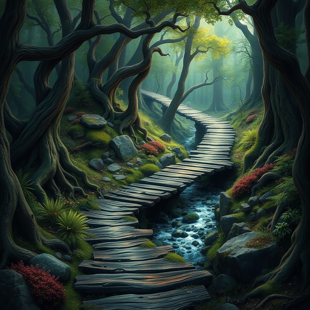 Mystical Trail in a Fantastical Forest Landscape