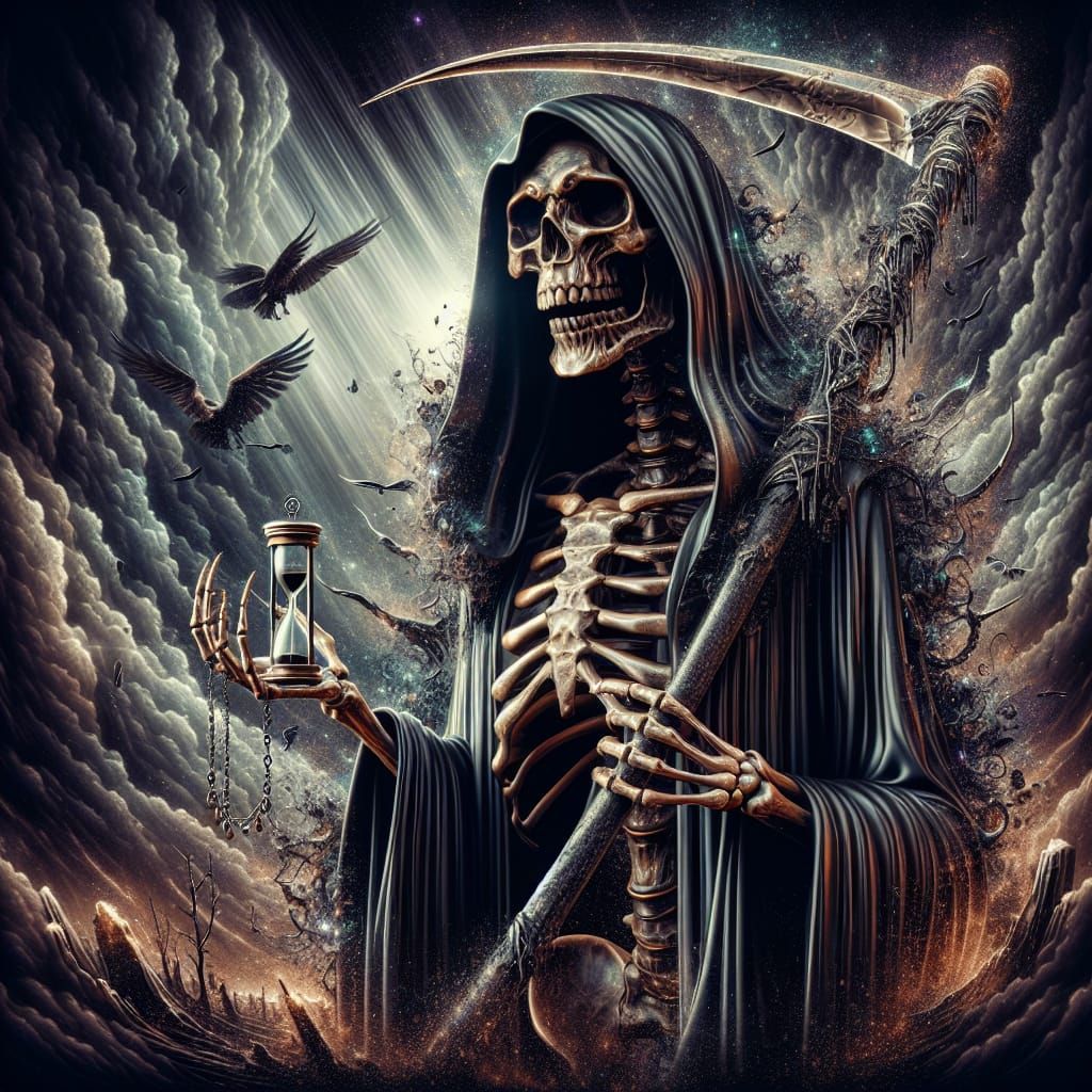 The Grim Reaper, Angel of Death, checking to see how much time you have left  by @Marshas Creative AI Designs