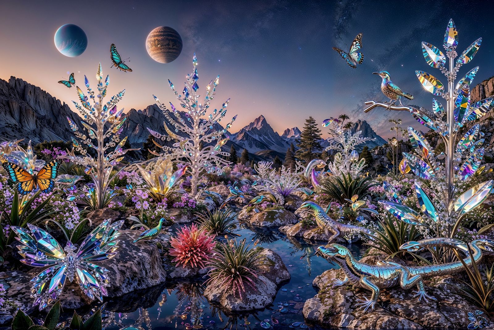 A glassy alien planet