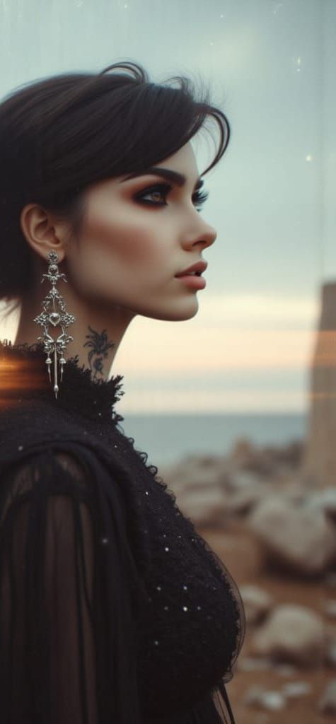 Elegant Women in Double Exposure Portrait