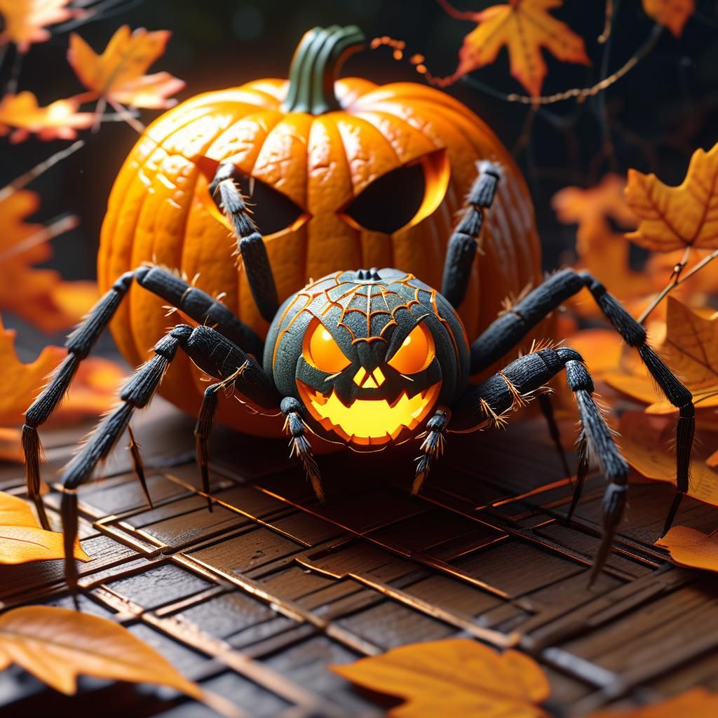 jack'o'lantern spiders  by @Karrisa