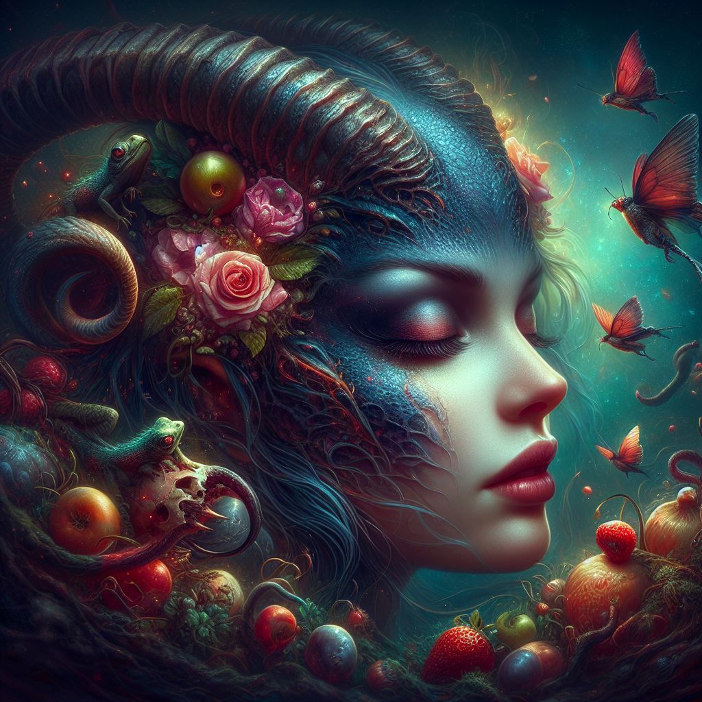 (Artist mix test Dall-e 3) by Jasmine Becket Griffith :: Martin Wittfooth :: Stasia Burrington :: Anne Stokes