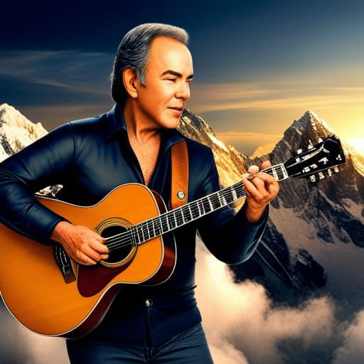 Neil Diamond singing "Heart of Gold" solo acoustic guitar fu...