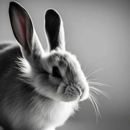 black and white rabbit