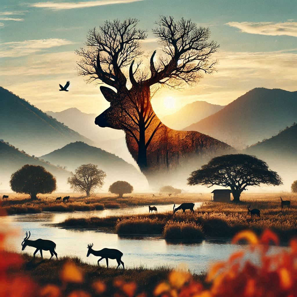 double exposure beautiful fantasy DALL-E 3 portrait landscape..