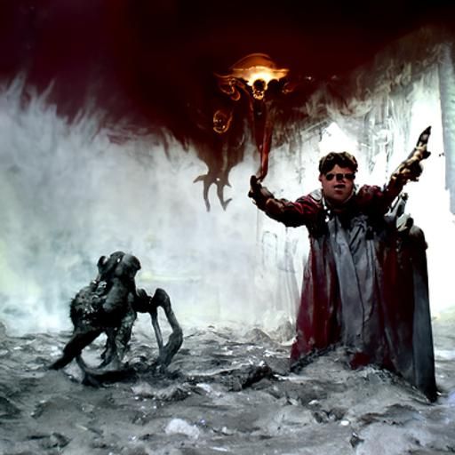 Sean Astin shooting the devil in hell