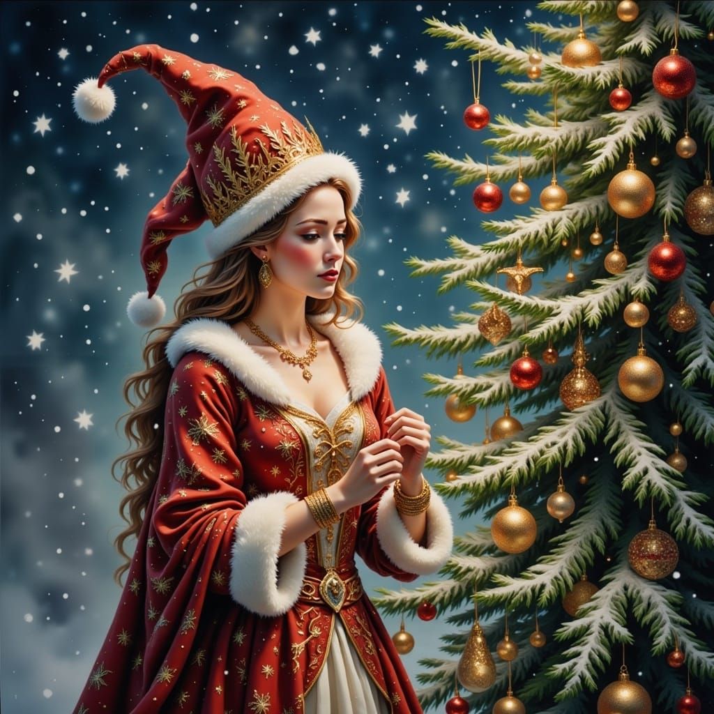 Whimsical Disney Santa's Royal Servant in Lavish Holiday Att...