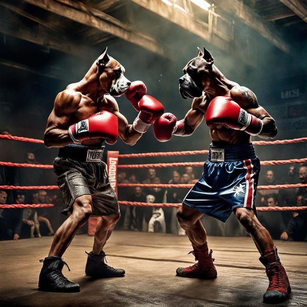Boxer Dogs Boxing in a Boxing Ring AI Generated Artwork NightCafe