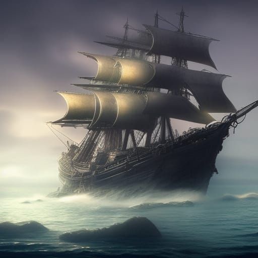 Foggy Ghost Ship - AI Generated Artwork - NightCafe Creator