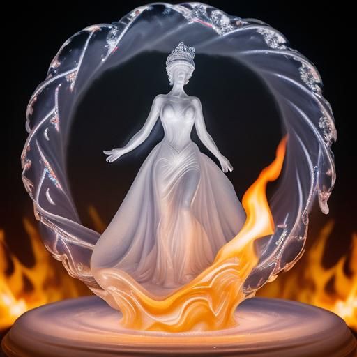 Lady Diana Ice Sculpture in Fire: Professional Photography