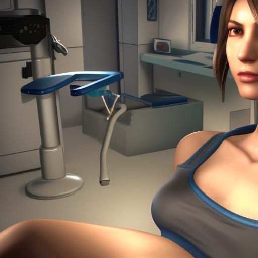 "Jill Valentine- is at the dentist getting her teeth cleaned...