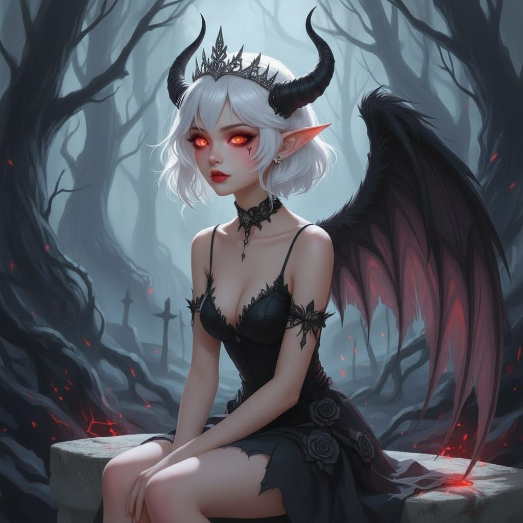 Tiene un rostro delicado y juvenil, con una expresión seria y un poco enigmática.

Su cabello es corto, algo quebrado y blanco, llegando sus...