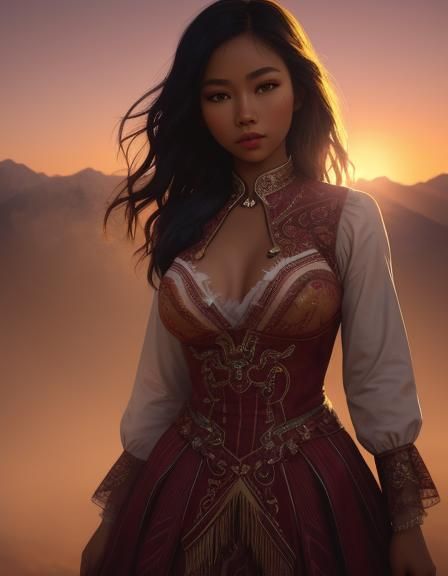 DreamShaper v8: Cowgirl in a Christmas dress