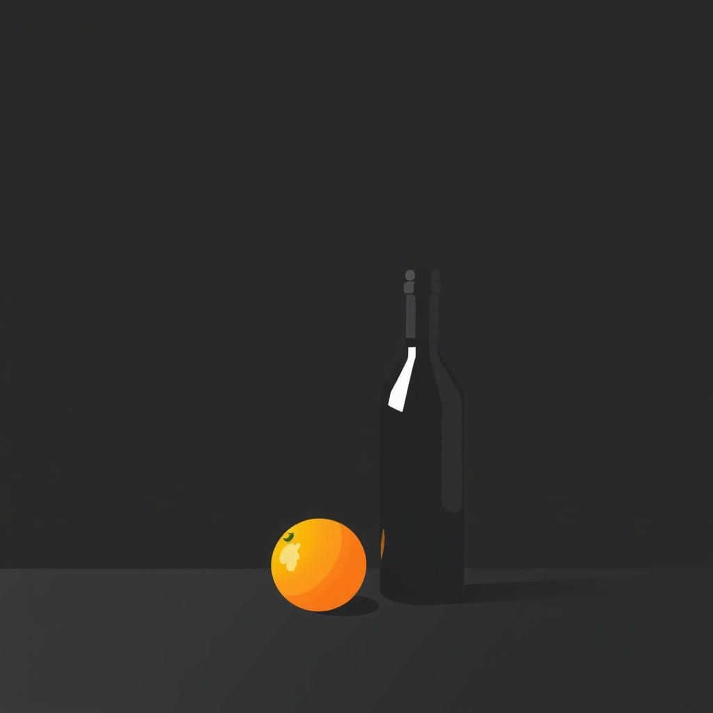 Geometric Minimalist Orange Bottle Still Life
