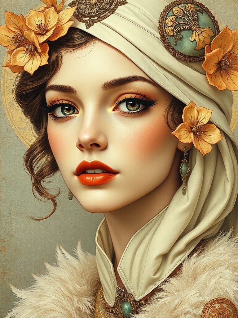 Elegant Art Nouveau Portrait of a Woman