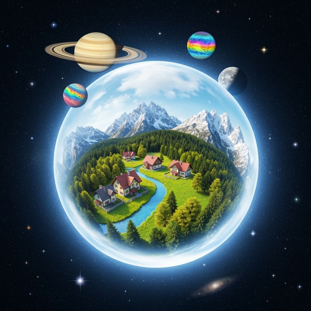 Miniature World in Crystal Sphere in Space