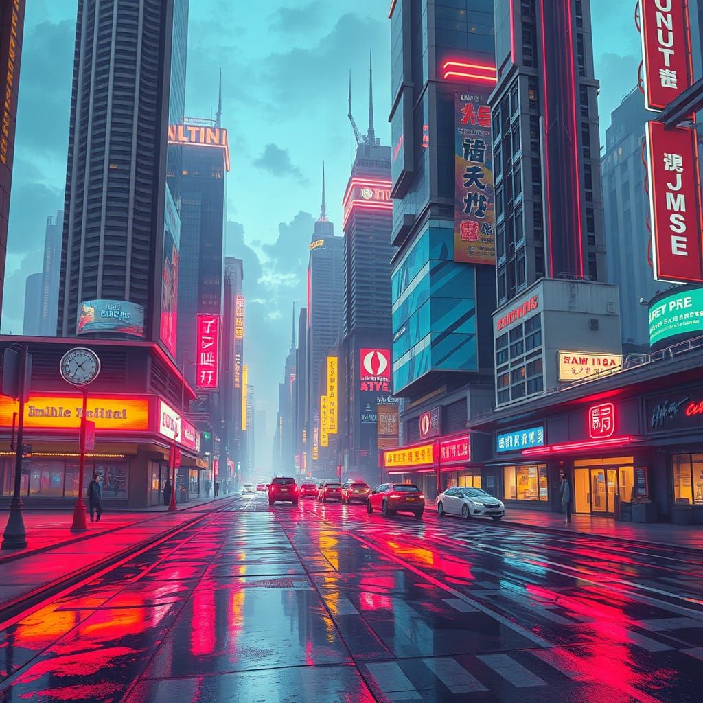 Whimsical Futuristic Metropolis at Night, Inspired by Blade ...